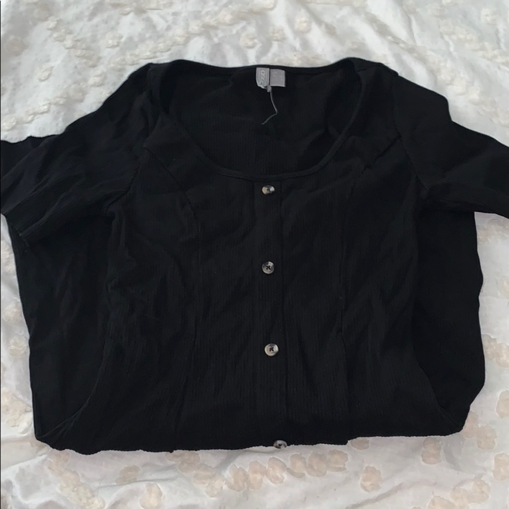 Asos button down black ribbed dress